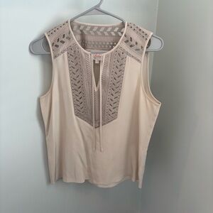 Parker Elegant Cream Silk Sleeveless Top